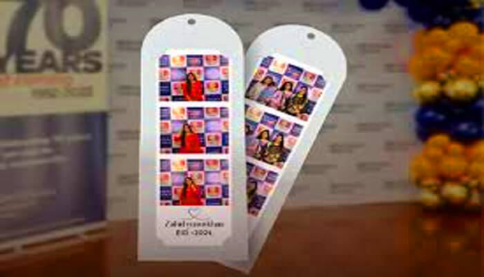 Branded corporate photo booth setup